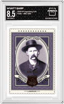 Wyatt Earp from the 2009 SP Legendary Cuts set graded by Arena Club and given an overall grade of 8.5.