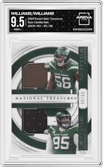 Quincy Williams/Quinnen Williams from the 2023 Panini National Treasures set graded by Arena Club and given an overall grade of 9.5.