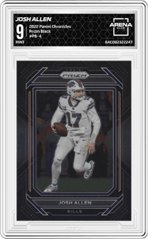 Josh Allen from the 2022 Panini Chronicles set graded by Arena Club and given an overall grade of 9.