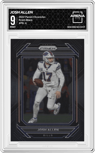 Josh Allen from the 2022 Panini Chronicles set graded by Arena Club and given an overall grade of 9.