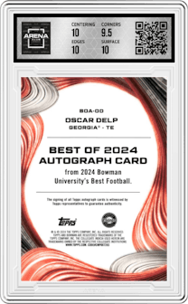 Oscar Delp from the 2024 Bowman University Best set graded by Arena Club and given an overall grade of 10.