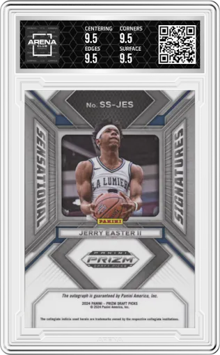 Jerry Easter II from the 2024 Panini Prizm Draft Picks set graded by Arena Club and given an overall grade of 9.5.