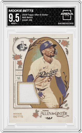 Mookie Betts from the 2024 Topps Allen & Ginter set graded by Arena Club and given an overall grade of 9.5.
