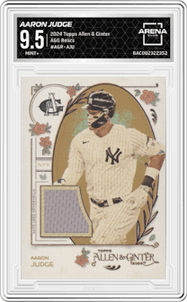 Aaron Judge from the 2024 Topps Allen & Ginter set graded by Arena Club and given an overall grade of 9.5.