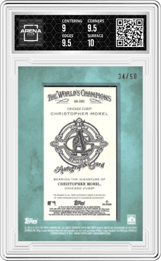 Christopher Morel from the 2024 Topps Allen & Ginter set featuring a Blue parallel graded by Arena Club and given an overall grade of 9.5.