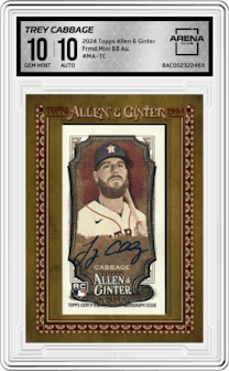 Trey Cabbage from the 2024 Topps Allen & Ginter set graded by Arena Club and given an overall grade of 10.