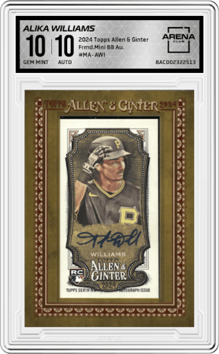 Alika Williams  from the 2024 Topps Allen & Ginter set graded by Arena Club and given an overall grade of 10.