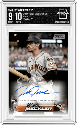 Wade Meckler from the 2024 Topps Stadium Club set graded by Arena Club and given an overall grade of 9.