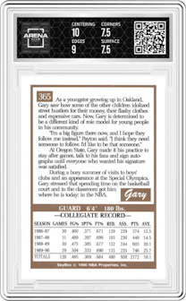 Gary Payton from the 1990-91 SkyBox  set graded by Arena Club and given an overall grade of 8.
