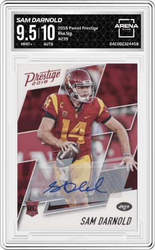 Sam Darnold from the 2018 Panini Prestige set graded by Arena Club and given an overall grade of 9.5.