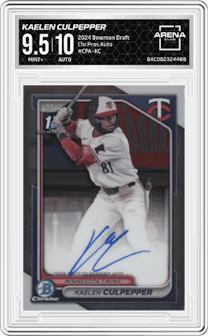 Kaelen Culpepper from the 2024 Bowman Draft set graded by Arena Club and given an overall grade of 9.5.