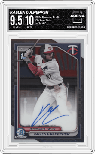 Kaelen Culpepper from the 2024 Bowman Draft set graded by Arena Club and given an overall grade of 9.5.