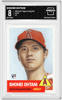 Shohei Ohtani from the Ultimate Topps Living Set   set graded by Arena Club and given an overall grade of 8.