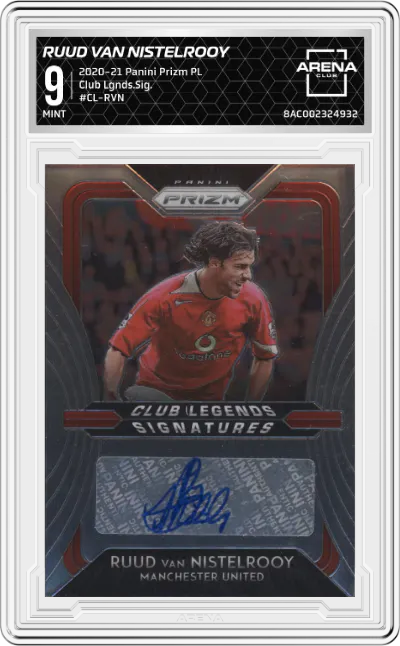 2020 Panini Prizm Premier League Club Lgnds.Sig. Ruud van Nistelrooy #CL-RVN ARENA CLUB 9