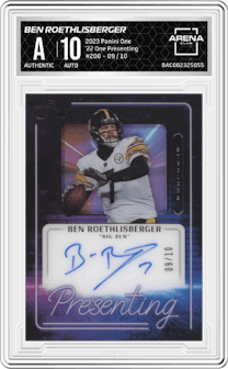 Ben Roethlisberger  from the 2023 Panini One set graded by Arena Club and given an overall grade of 0.
