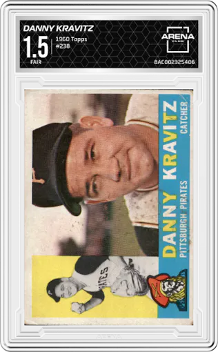 Danny Kravitz from the 1960 Topps set graded by Arena Club and given an overall grade of 1.5.