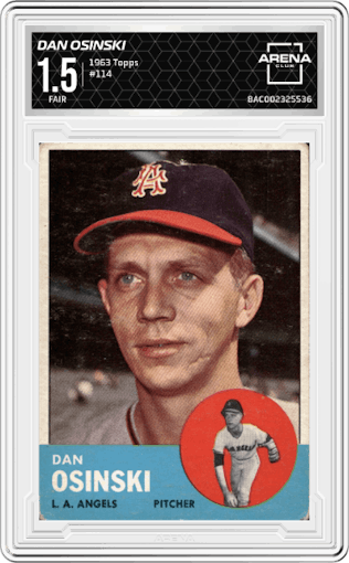 Dan Osinski from the 1963 Topps set graded by Arena Club and given an overall grade of 1.5.