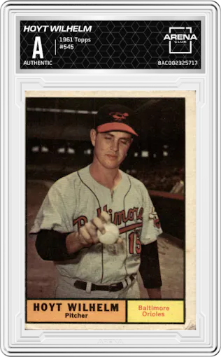Hoyt Wilhelm from the 1961 Topps set graded by Arena Club.