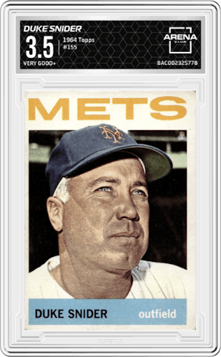 Duke Snider from the 1964 Topps set graded by Arena Club and given an overall grade of 3.5.