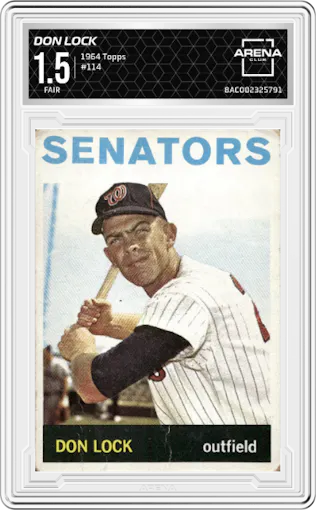 Don Lock from the 1964 Topps set graded by Arena Club and given an overall grade of 1.5.