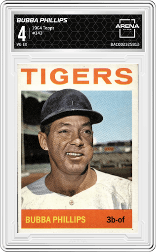 Bubba Phillips from the 1964 Topps set graded by Arena Club and given an overall grade of 4.