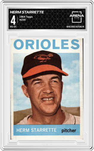 Herm Starrette from the 1964 Topps set graded by Arena Club and given an overall grade of 4.