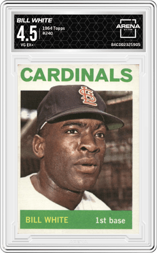Bill White from the 1964 Topps set graded by Arena Club and given an overall grade of 4.5.