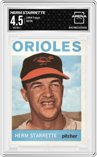 Herm Starrette from the 1964 Topps set graded by Arena Club and given an overall grade of 4.5.
