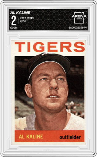 Al Kaline from the 1964 Topps set graded by Arena Club and given an overall grade of 2.