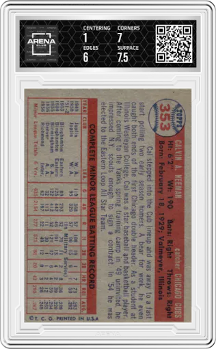 Cal Neeman from the 1957 Topps set graded by Arena Club.