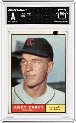 Andy Carey from the 1961 Topps set graded by Arena Club.