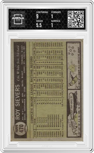 Roy Sievers from the 1961 Topps set graded by Arena Club.