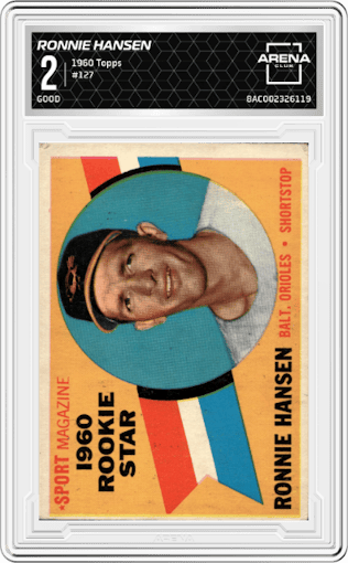 Ronnie Hansen from the 1960 Topps set graded by Arena Club and given an overall grade of 2.