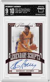 Robert Horry from the 2021-22 Panini Flawless set featuring a Ruby parallel graded by Arena Club and given an overall grade of 9.
