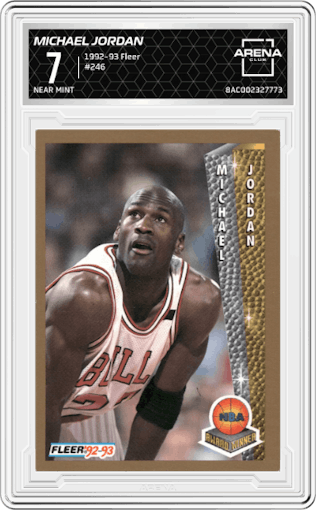 Michael Jordan from the 1992-93 Fleer  set graded by Arena Club and given an overall grade of 7.