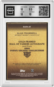 Alan Trammell from the 2024 Topps Gilded Collection set graded by Arena Club and given an overall grade of 10.