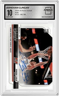 Donovan Clingan from the 2024-25 Panini Instant NBA set graded by Arena Club and given an overall grade of 10.