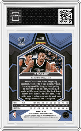 Ja Morant from the 2023-24 Panini Mosaic set featuring a Genesis parallel graded by Arena Club.