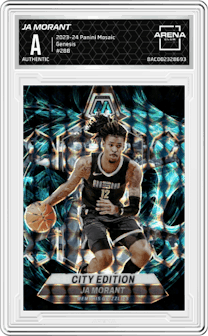 Ja Morant from the 2023-24 Panini Mosaic set featuring a Genesis parallel graded by Arena Club and given an overall grade of 0.