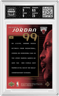 Michael Jordan from the 1999-00 Upper Deck SPX set graded by Arena Club and given an overall grade of 8.