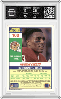 Roger Craig from the 1990 Score set graded by Arena Club and given an overall grade of 4.