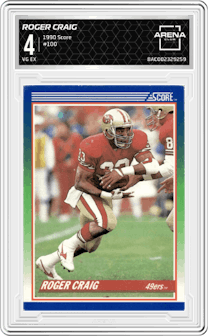 Roger Craig from the 1990 Score set graded by Arena Club and given an overall grade of 4.