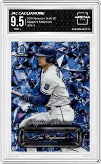 Jac Caglianone from the 2024 Bowman Draft Sapphire Edition set graded by Arena Club and given an overall grade of 9.5.