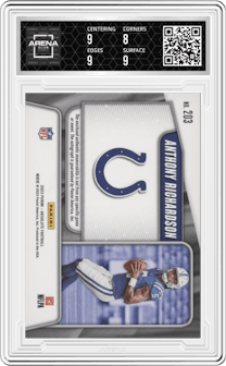 Anthony Richardson  from the 2023 Panini Absolute set graded by Arena Club and given an overall grade of 8.5.