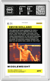 Kevin Holland from the 2021 Panini Chronicles UFC set featuring a White Sparkle parallel graded by Arena Club and given an overall grade of 9.5.