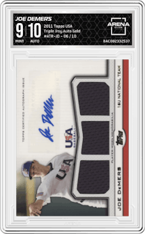 Joe DeMers from the 2011 Topps USA set featuring a Gold parallel graded by Arena Club and given an overall grade of 9.