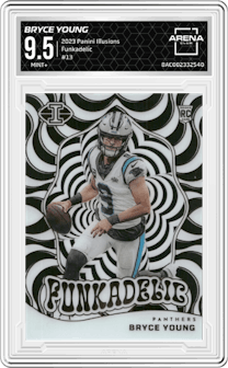 Bryce Young from the 2023 Panini Illusions set graded by Arena Club and given an overall grade of 9.5.