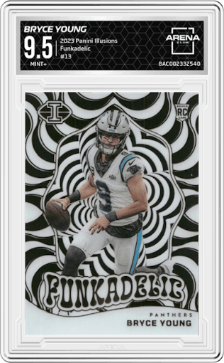 Bryce Young from the 2023 Panini Illusions set graded by Arena Club and given an overall grade of 9.5.