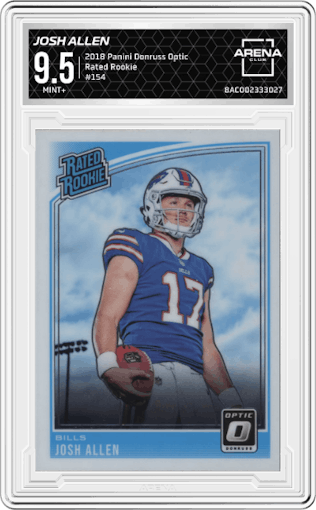 Josh Allen from the 2018 Panini Donruss Optic set graded by Arena Club and given an overall grade of 9.5.
