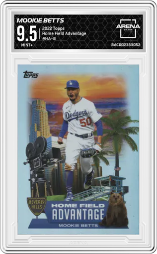 Mookie Betts from the 2022 Topps  Series 1 set graded by Arena Club and given an overall grade of 9.5.